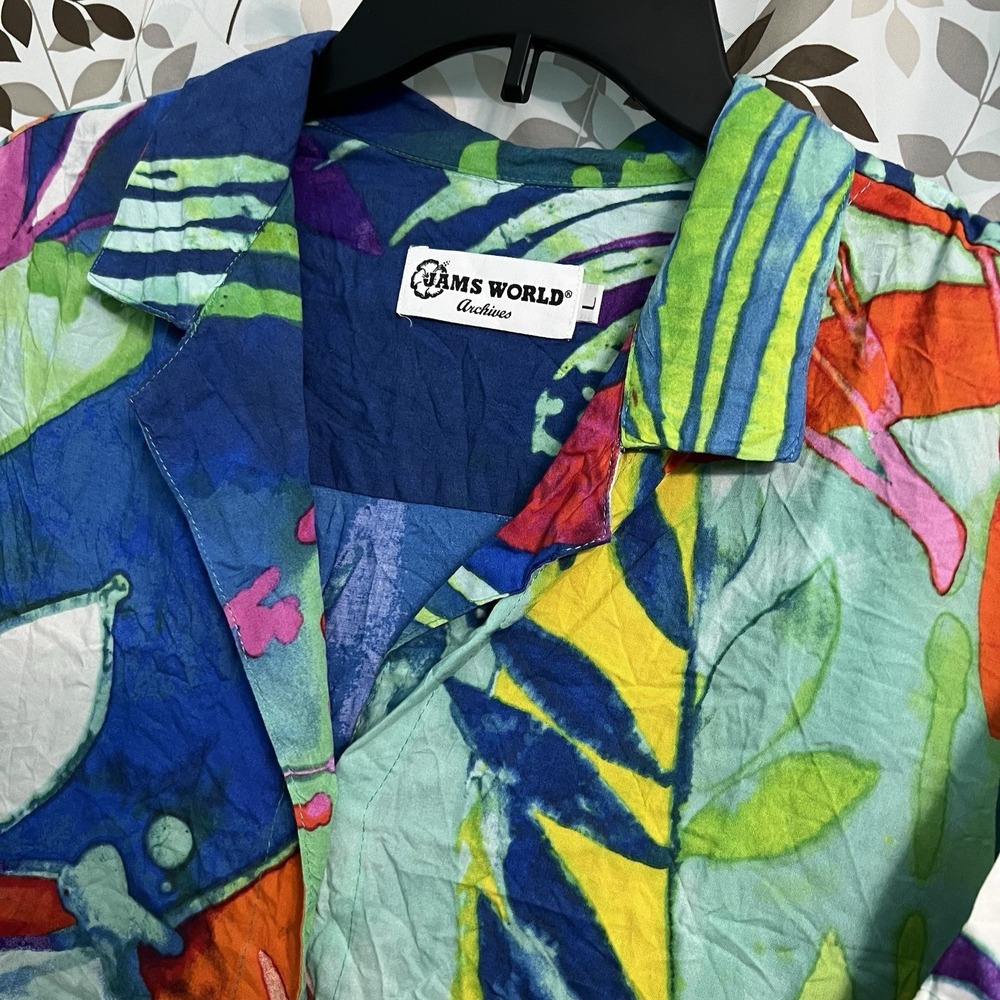Jams World Archives Volare Aloha Hawaiian Shirt Vacation Art To Wear Sz L Floral